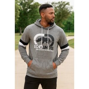 Ecko Unltd Advanced Aesthetics Men L Gray Drawstring Hoodie Pullover Outdoor NWT